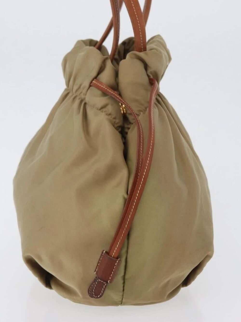 PRADA Tote Bag Nylon Beige Gold Auth bs32789 - Picture 6 of 16